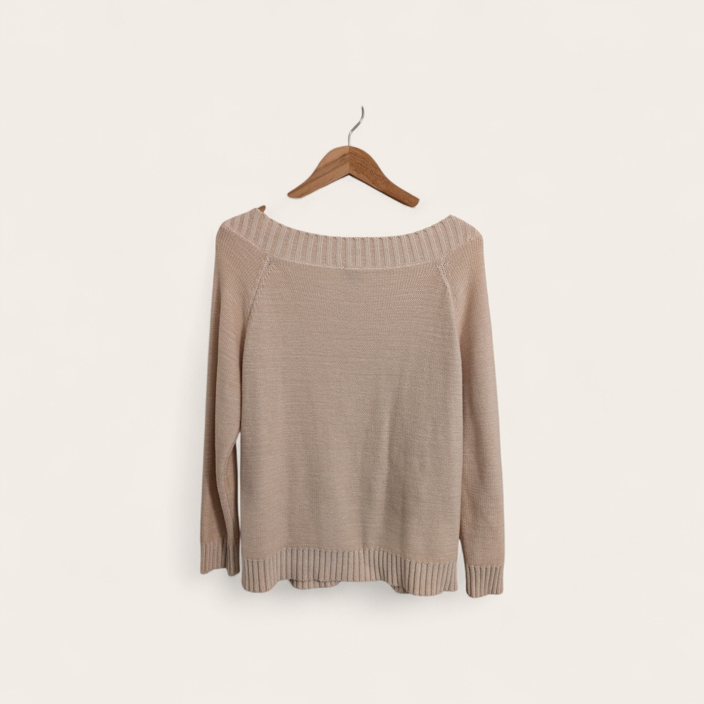 Rafaella Cream Ribbed Knit LS Sweater - Picture 3 of 8